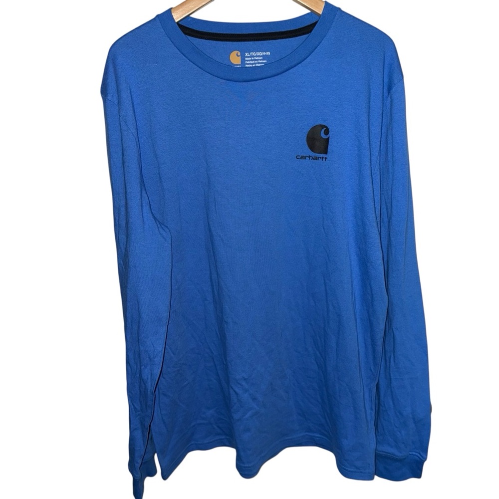 Carhartt Boys XL 18/20 Blue Long Sleeve Shirt farm tractor ranch double graphic